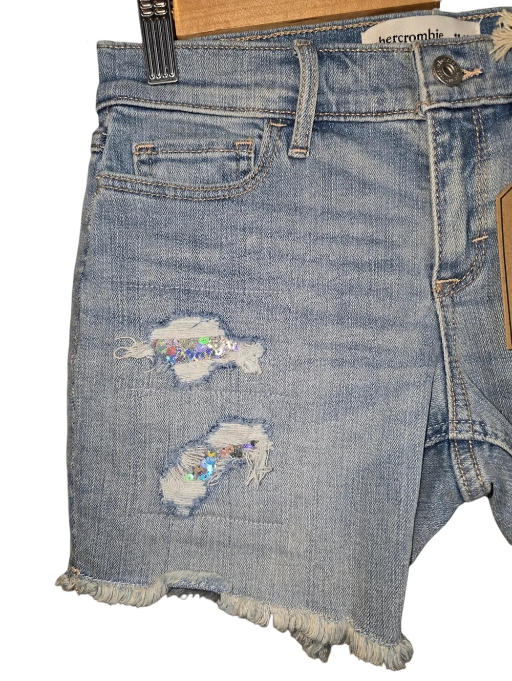 Abercrombie Kids Jean Shorts Bundle Play Length Distressed Patches NWTSize 11/12